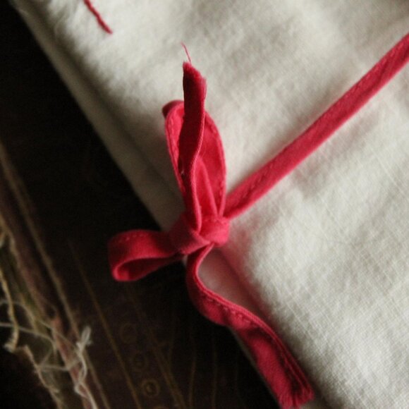 Vintage 1950s Silverware Holder, White And Red Fork Pocket, Kitchen Linens - Picture 3 of 13